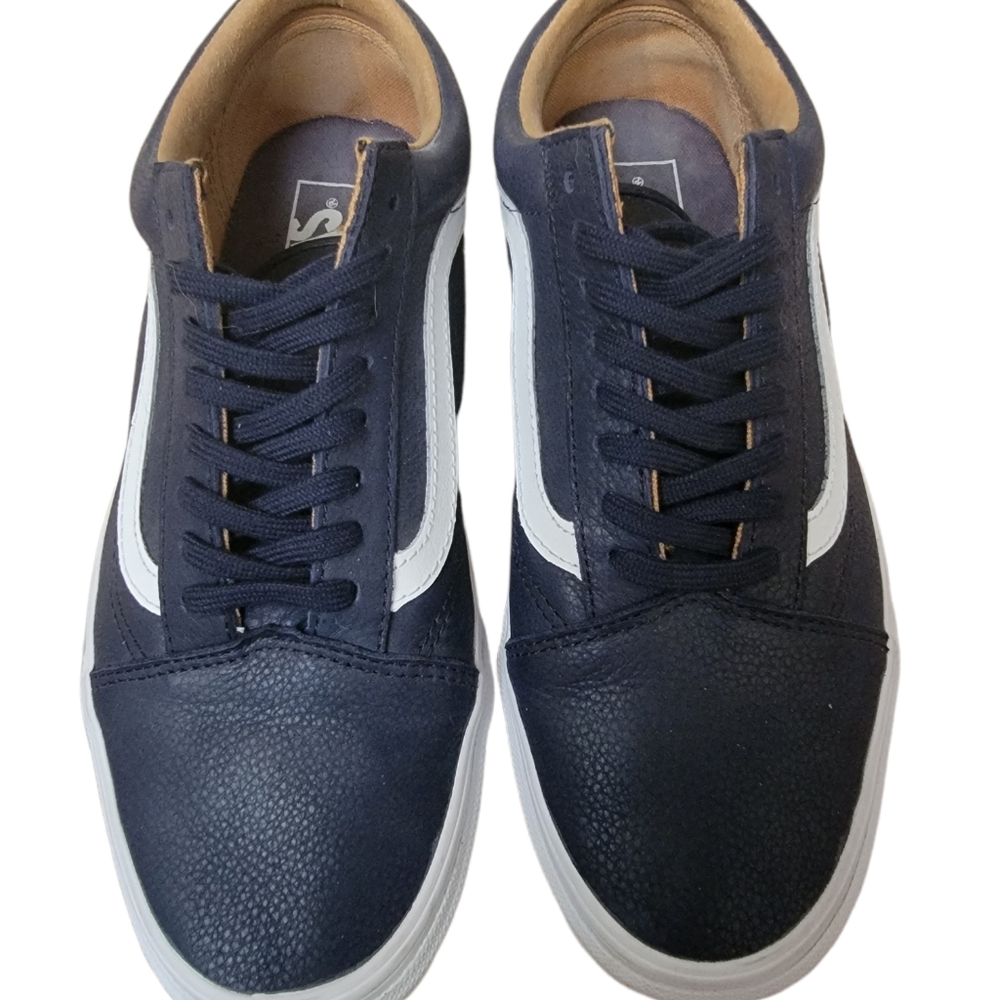 LIKE NEW Vans Old Skool Blue Leather Unisex Men's 7/Women's 8.5.
